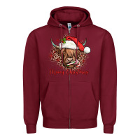 Burgundy mooey christmas cow Zipper Hoodie - JahusDesignShop