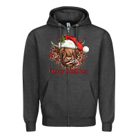 Charcoal Heather mooey christmas cow Zipper Hoodie - JahusDesignShop