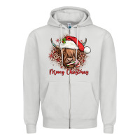 Dove Grey mooey christmas cow Zipper Hoodie - JahusDesignShop
