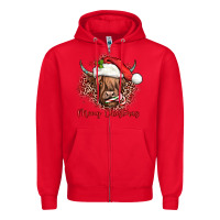 Red mooey christmas cow Zipper Hoodie - JahusDesignShop