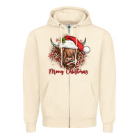 Sandshell mooey christmas cow Zipper Hoodie - JahusDesignShop