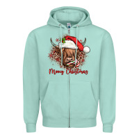 Seafoam mooey christmas cow Zipper Hoodie - JahusDesignShop