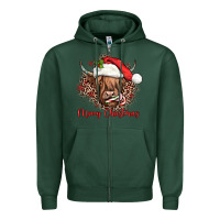 Sports Green mooey christmas cow Zipper Hoodie - JahusDesignShop