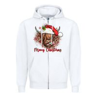 White mooey christmas cow Zipper Hoodie - JahusDesignShop