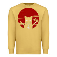 Antique Gold ninja cat japanese Premium Sweatshirt - DesigneFamous
