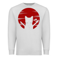 Dove Grey ninja cat japanese Premium Sweatshirt - DesigneFamous