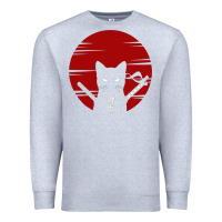 Heather Grey ninja cat japanese Premium Sweatshirt - DesigneFamous