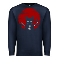 Navy ninja cat japanese Premium Sweatshirt - DesigneFamous