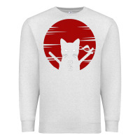 Oatmeal Heather ninja cat japanese Premium Sweatshirt - DesigneFamous