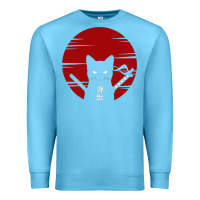 Ocean Blue ninja cat japanese Premium Sweatshirt - DesigneFamous