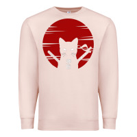 Pale Pink ninja cat japanese Premium Sweatshirt - DesigneFamous