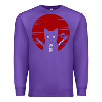 Purple ninja cat japanese Premium Sweatshirt - DesigneFamous