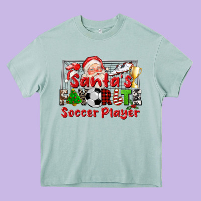 Santas Favorite Soccer Player Heavy Core Tee Designed By Cowgirlartshop