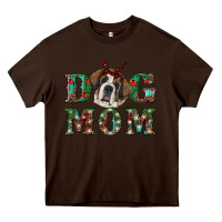 Chocolate Brown Western Christmas Dog Mom St Bernard Heavy Core Tee - RanaPortraitStore
