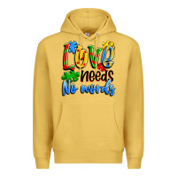 Antique Gold love needs no words Premium Hoodie - Artiststas