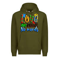 Army Green love needs no words Premium Hoodie - Artiststas