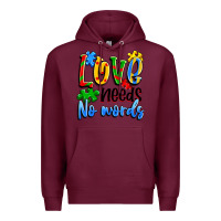 Burgundy love needs no words Premium Hoodie - Artiststas