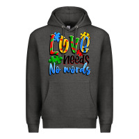 Charcoal Heather love needs no words Premium Hoodie - Artiststas