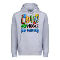 Heather Grey love needs no words Premium Hoodie - Artiststas