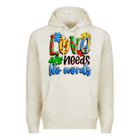 Oatmeal Heather love needs no words Premium Hoodie - Artiststas