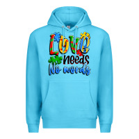 Ocean Blue love needs no words Premium Hoodie - Artiststas