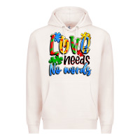 Pale Pink love needs no words Premium Hoodie - Artiststas