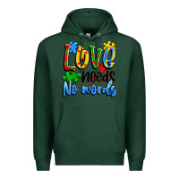 Sports Green love needs no words Premium Hoodie - Artiststas