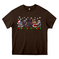 Chocolate Brown merry christmas gnomies Heavy Core Tee - CowGirlArtShop