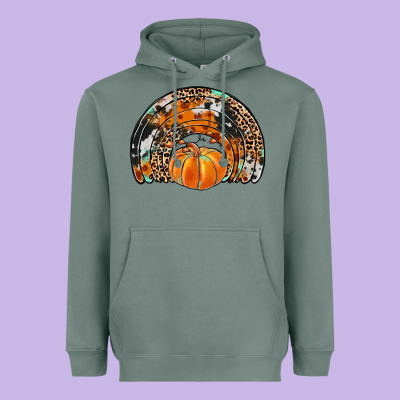 Western Pumpkin Fall Rainbow Heavyweight Hoodie Designed By Jahusdesignshop