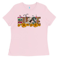 Bubblegum Pink Western Nurse Sunflower Ladies Tee - FaDigitalArtStudio