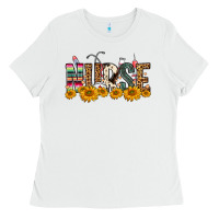 White Western Nurse Sunflower Ladies Tee - FaDigitalArtStudio