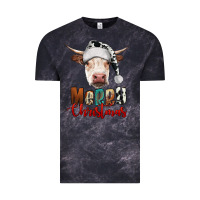 Cloud Black merry christmas hereford cow Vintage Tee - RanaPortraitStore