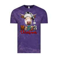 Cloud Purple merry christmas hereford cow Vintage Tee - RanaPortraitStore