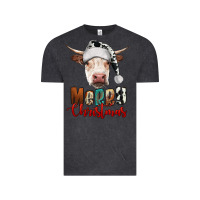 Vintage Black merry christmas hereford cow Vintage Tee - RanaPortraitStore
