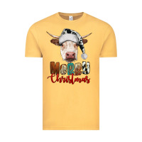 Vintage Mustard merry christmas hereford cow Vintage Tee - RanaPortraitStore