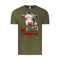 Merry Christmas Hereford Cow Vintage Tee | Teevron