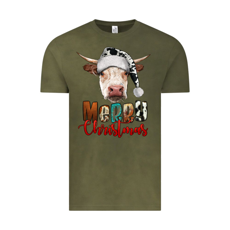 Merry Christmas Hereford Cow Vintage Tee by RanaPortraitStore | Teevron