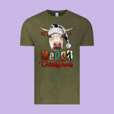 Merry Christmas Hereford Cow Vintage Tee Designed By Ranaportraitstore