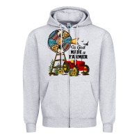 Heather Grey so god made a farmer Zipper Hoodie - JahusDesignShop