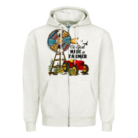 Oatmeal Heather so god made a farmer Zipper Hoodie - JahusDesignShop