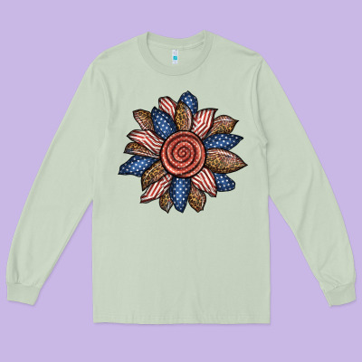 American Sunflower Long Sleeve Tee Designed By Bundleandbundleshop
