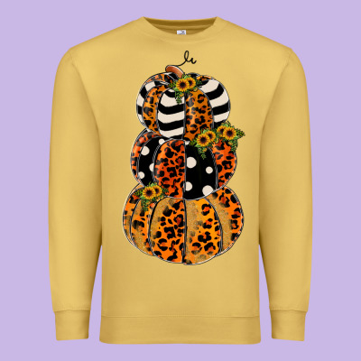 Leopard Pumpkin Polka Dot Sunflower Premium Sweatshirt Designed By Jahusdesignshop