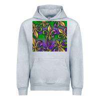 Heather Grey Mardi Gras Fleur De Lis Urban Hoodie - RanaPortraitStore