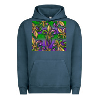 Pigment Midnight Navy Mardi Gras Fleur De Lis Urban Hoodie - RanaPortraitStore
