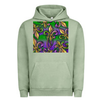 Pigment Oil Green Mardi Gras Fleur De Lis Urban Hoodie - RanaPortraitStore