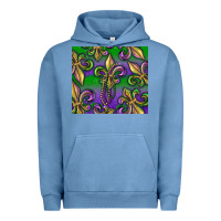 Pigment Pebble Blue Mardi Gras Fleur De Lis Urban Hoodie - RanaPortraitStore