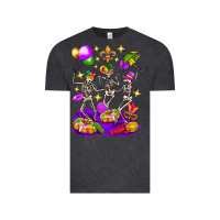 Vintage Black Mardi Gras Skeletons Vintage Tee - BundleAndBundleShop