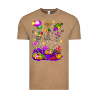Vintage Coffee Mardi Gras Skeletons Vintage Tee - BundleAndBundleShop