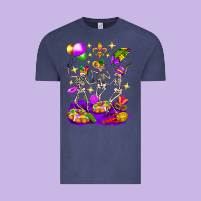 Mardi Gras Skeletons Vintage Tee Designed By Bundleandbundleshop