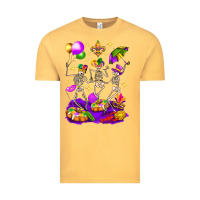 Vintage Mustard Mardi Gras Skeletons Vintage Tee - BundleAndBundleShop